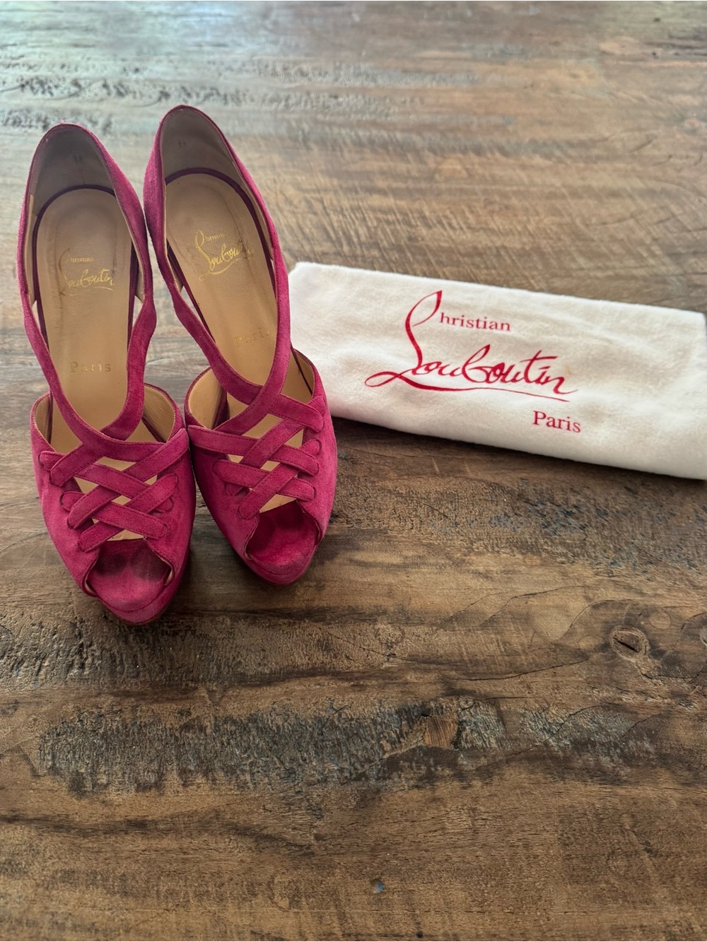 Christian Louboutin Suede Lady Corset 150 Pumps 36 Hot Pink